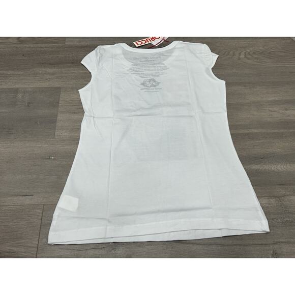 NWT FIORUCCI White Naomi Campbell Printed Graphic T-Shirt Cap Sleeve Size XS - Picture 4 of 10